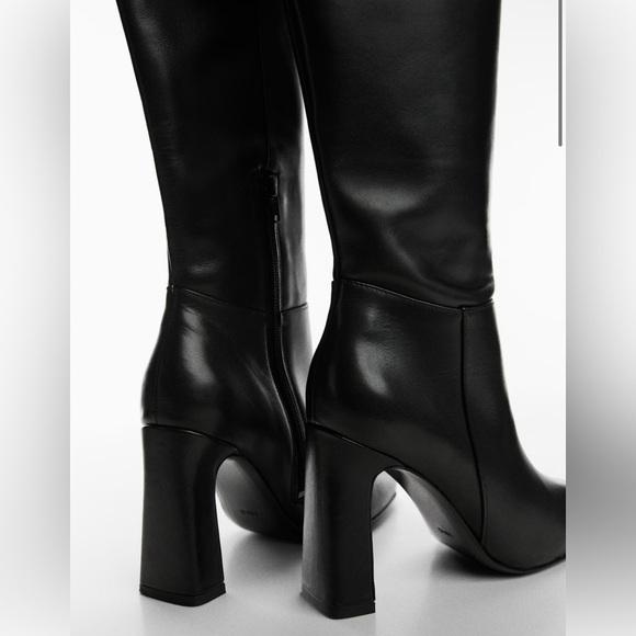 Black Leather Knee-High Boots MNG - Picture 5 of 9